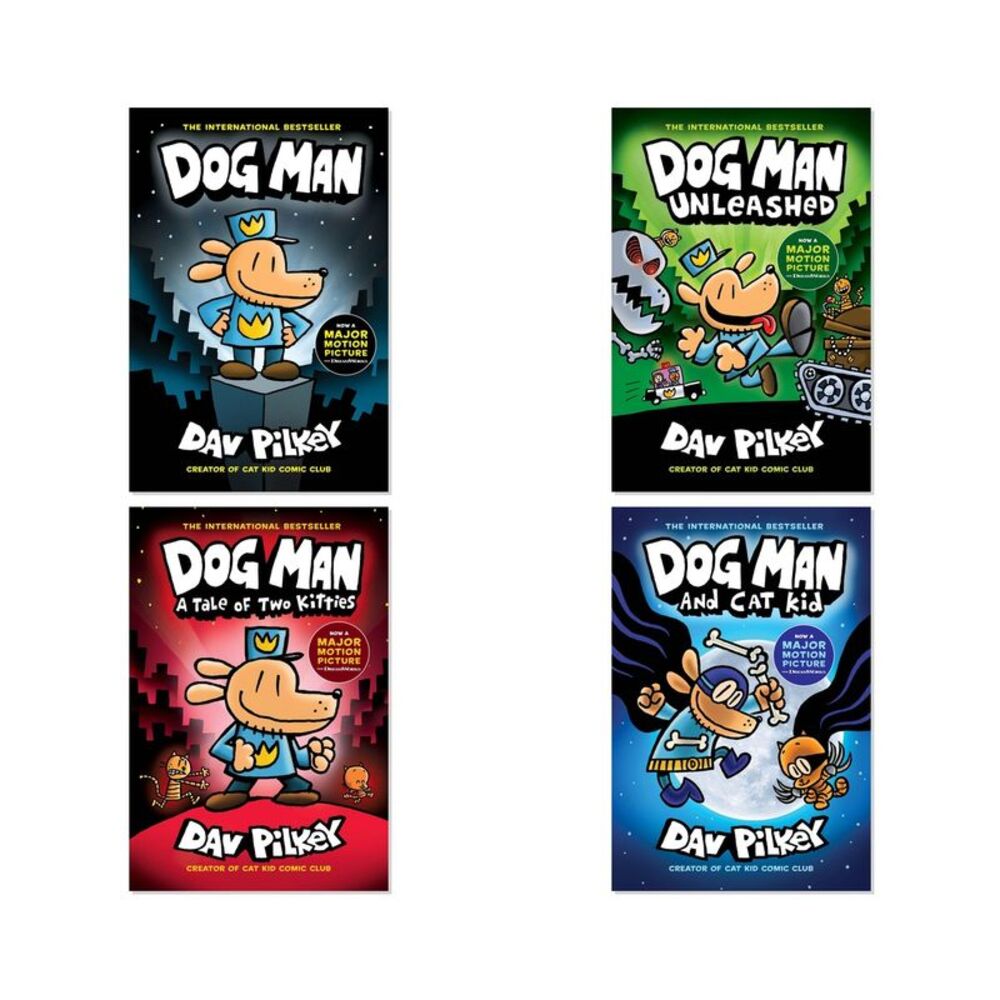 Dog Man Origin Stories 4-Book Graphic Novel Collection by Dav Pilkey